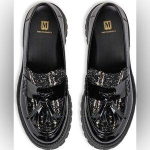 Bruno Magli Black Patent Leather Lana Fringe Loafer (Women) Brand New!!! Size 6